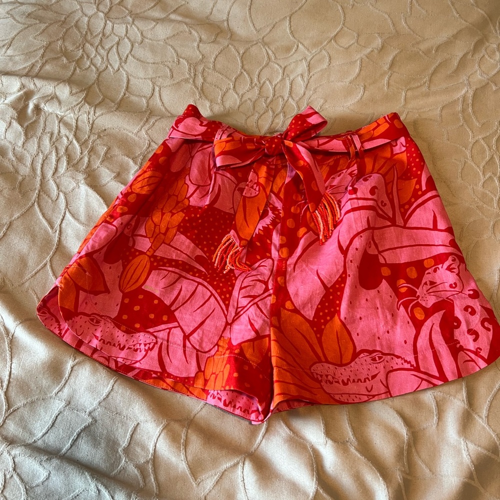 FARM Rio Red and Pink High Waist Shorts